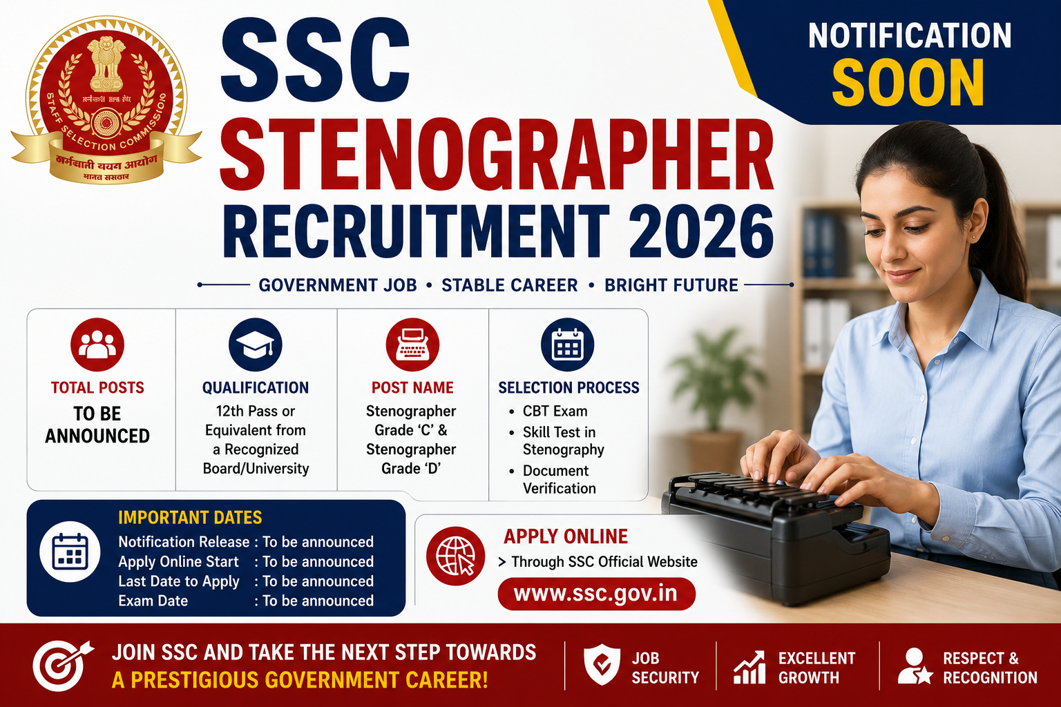 SSC Stenographer Recruitment 2026: Apply Online for 731 Grade C & D Posts