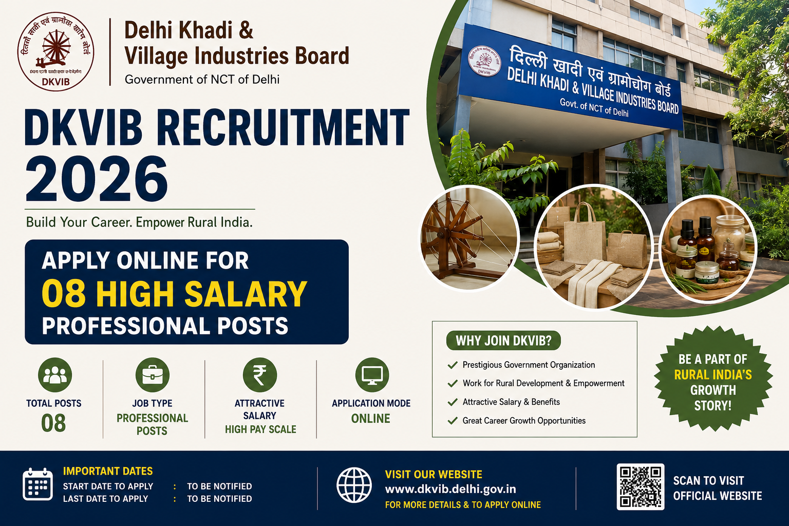 Delhi Khadi & Village Industries Board (DKVIB) Recruitment 2026: Apply Online for 08 High Salary Professional Posts