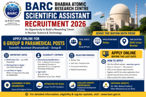 BARC Scientific Assistant Recruitment 2026