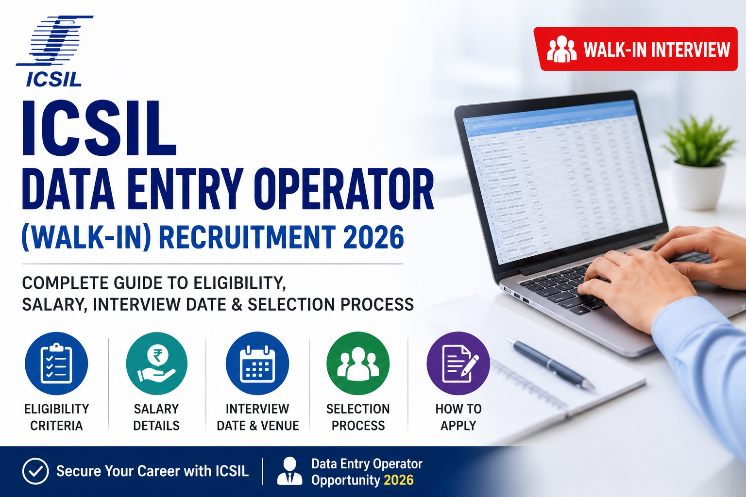 ICSIL Recruitment, Data Entry Operator, Walk-in Interview, Delhi Government Jobs, Sarkari Naukri 2026