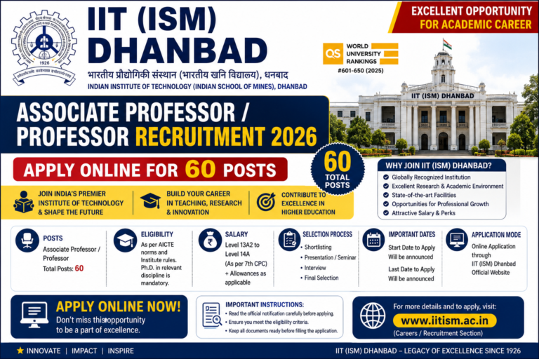 IIT ISM Dhanbad Associate Professor Recruitment 2026