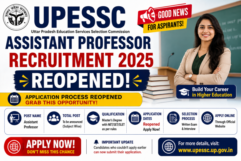 UPESSC Assistant Professor Recruitment 2025 Reopened