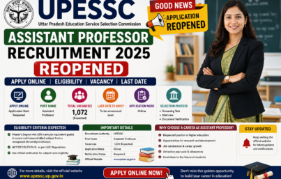 UPESSC Assistant Professor Recruitment 2025 Reopened