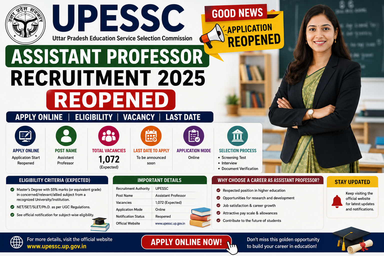 UPESSC Assistant Professor Recruitment 2025 Reopened