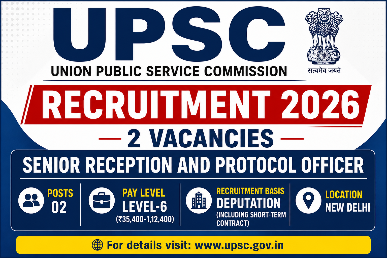 UPSC Senior Reception and Protocol Officer Recruitment 2026