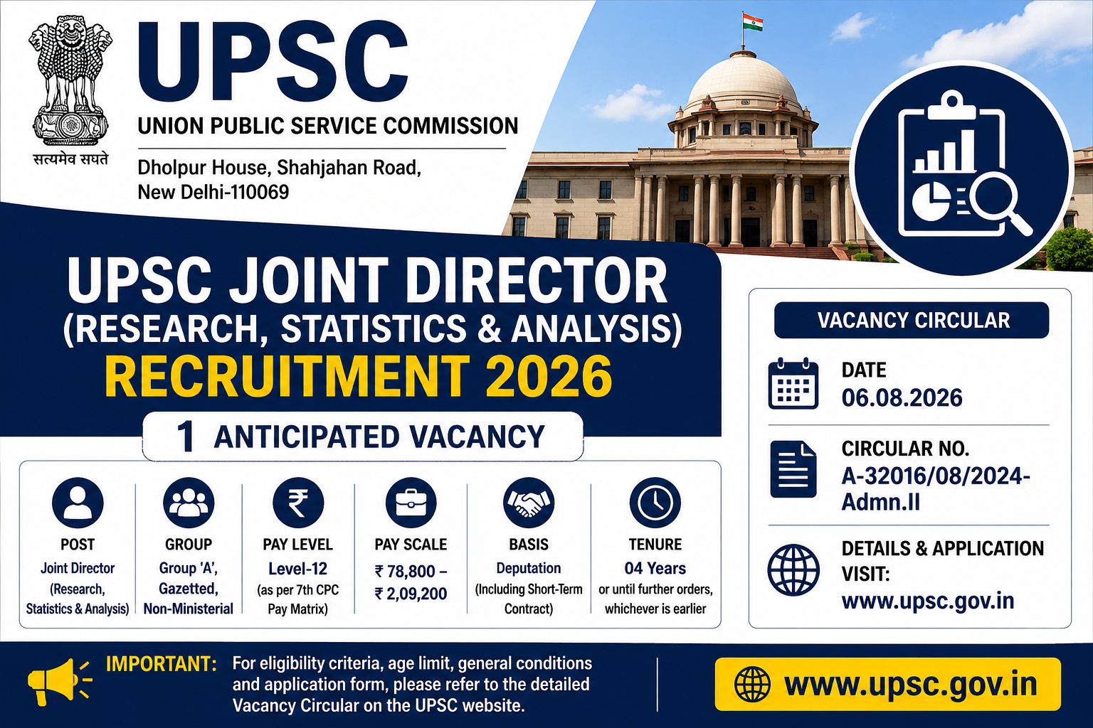 UPSC Joint Director Recruitment 2026