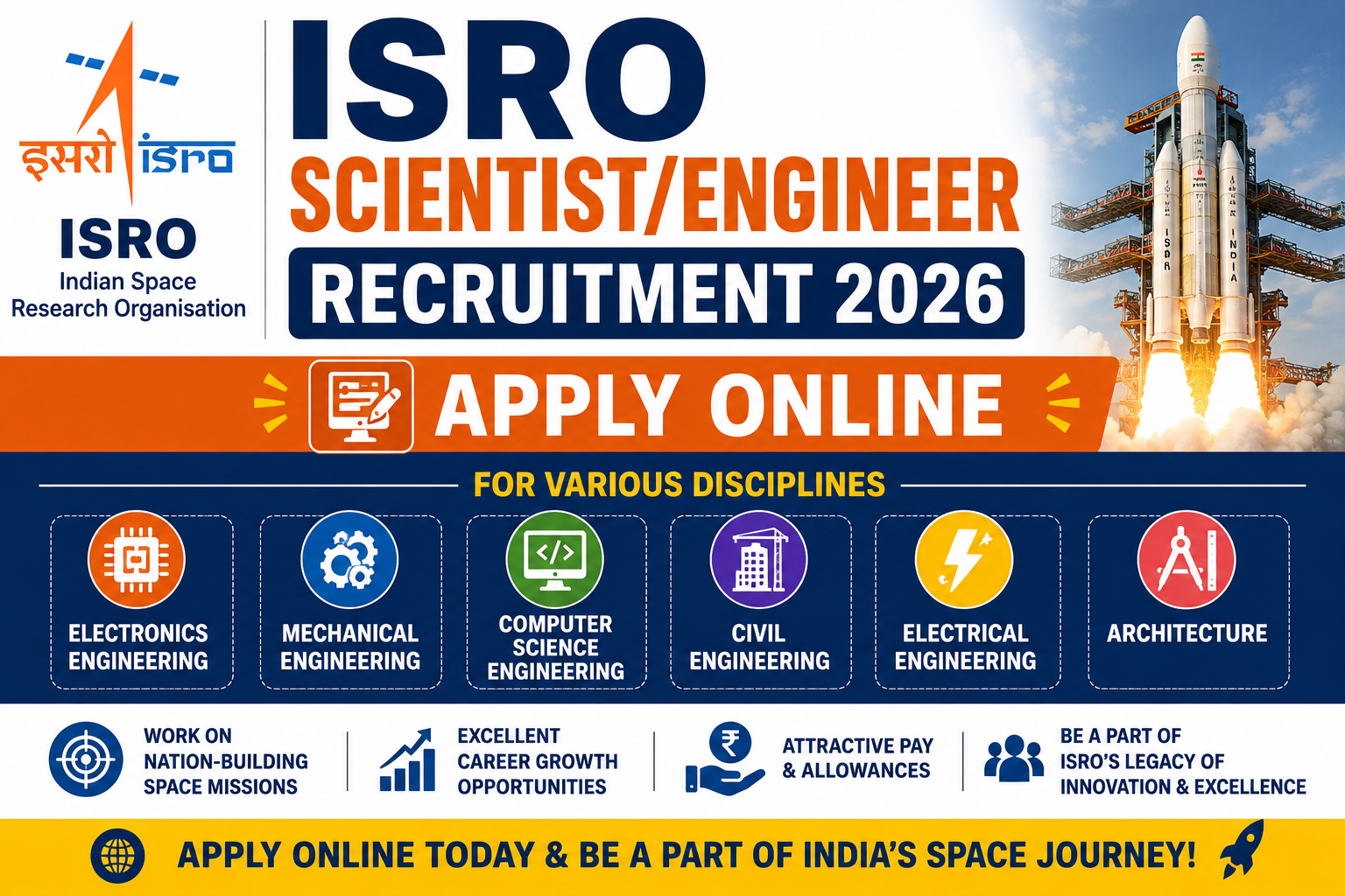 ISRO Scientist Engineer Recruitment 2026 notification for Scientist Engineer SC posts