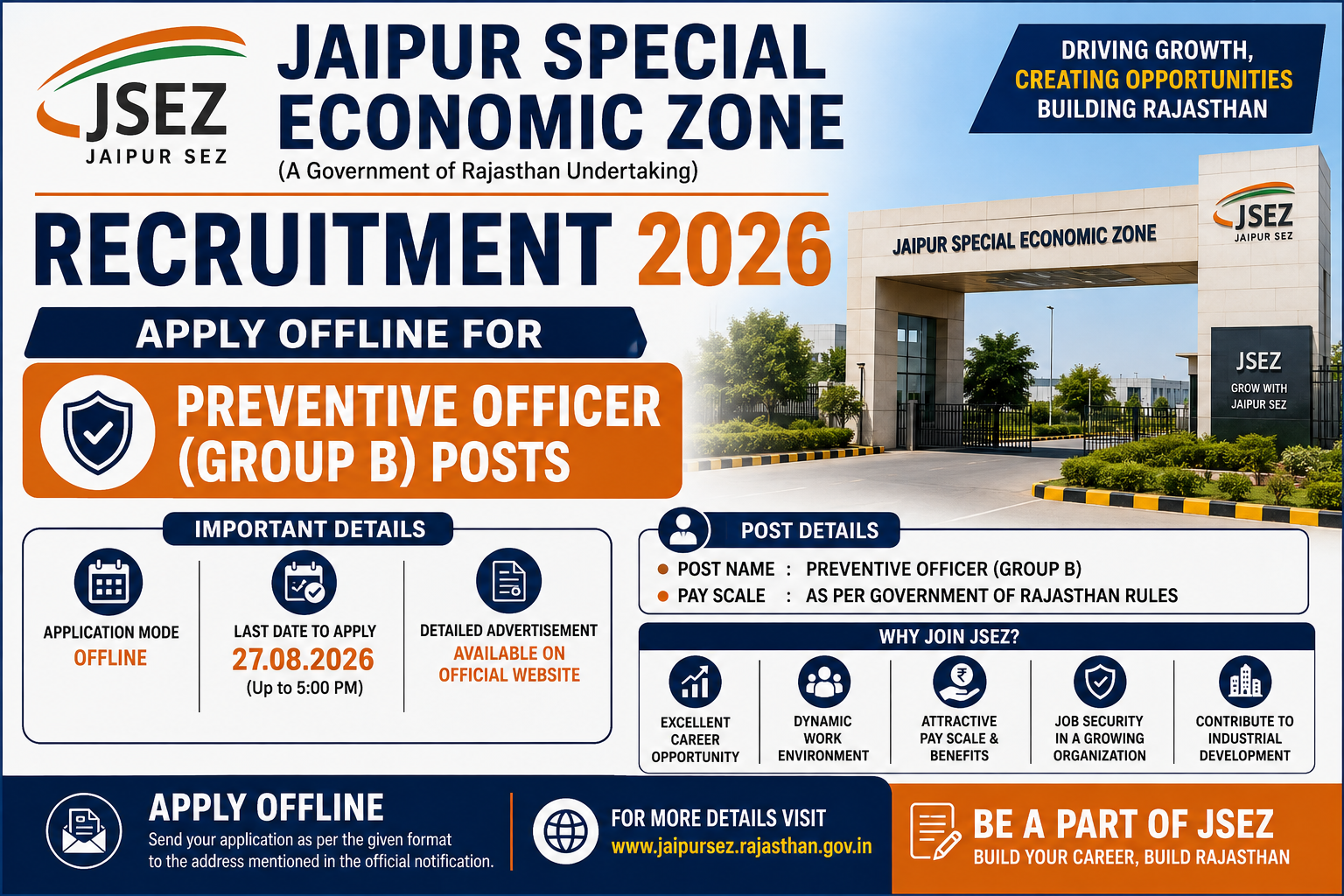 Jaipur Special Economic Zone (JSEZ) Recruitment 2026