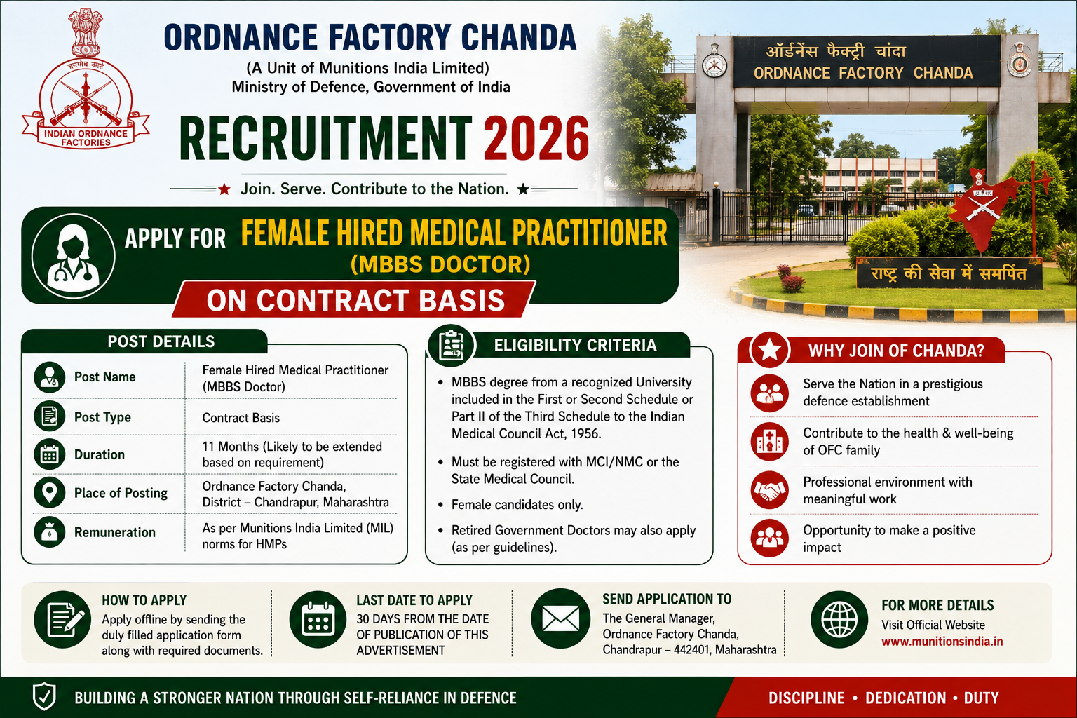 Ordnance Factory Chanda Recruitment 2026