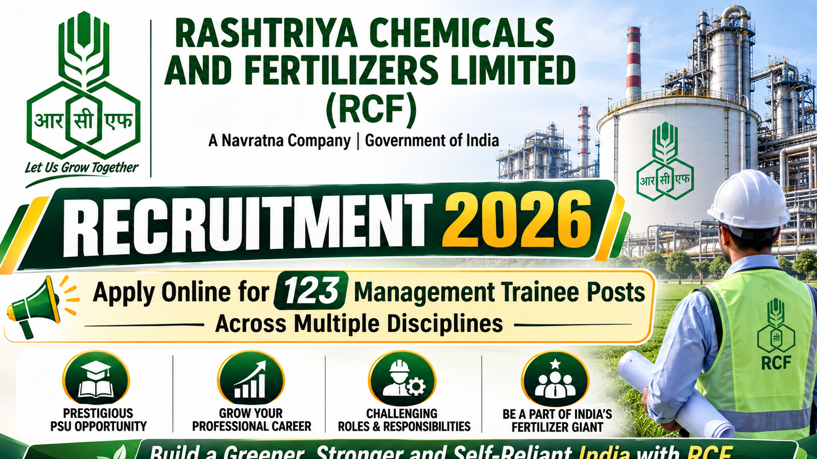 Rashtriya Chemicals and Fertilizers (RCF) Recruitment 2026 notification for 123 Management Trainee posts