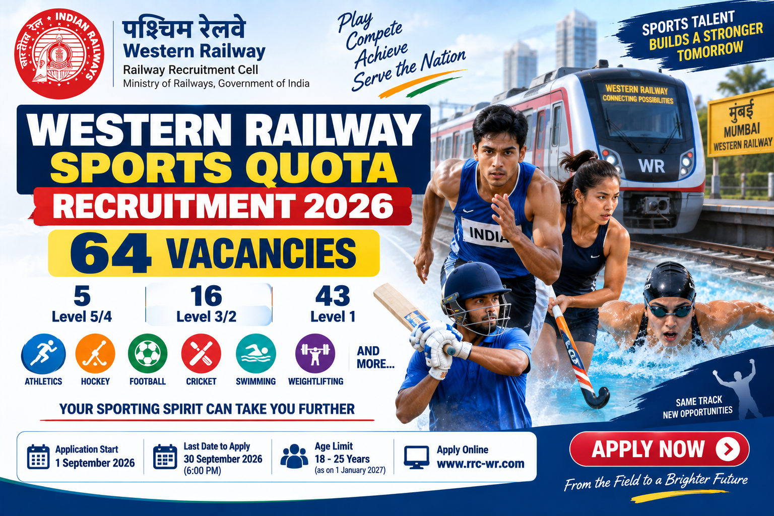 Western Railway Sports Quota Recruitment 2026
